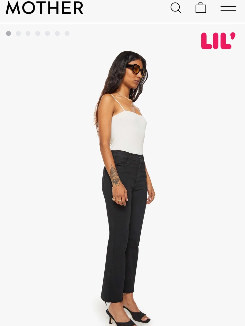 MOTHER Denim Lil Hustler Ankle Fray in Black Not Guilty size 27 Petite